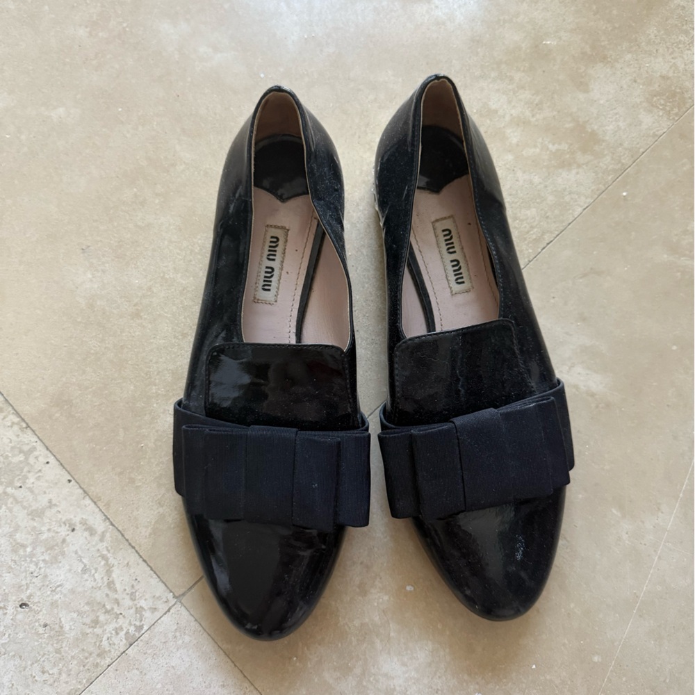 Miu Miu Glossy Black Women's Flats